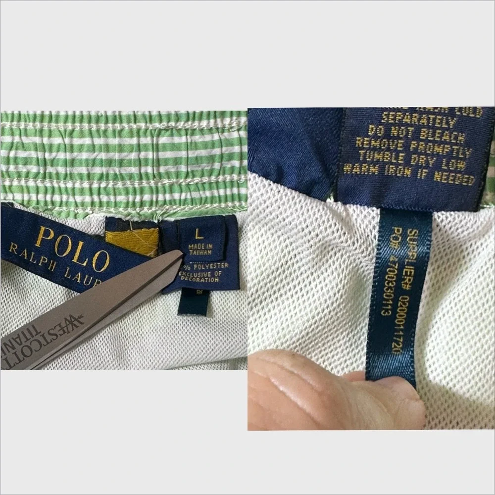 Polo Ralph Lauren Men's Traveler Seersucker‎ Swim Trunks Sz L Old Money Prep